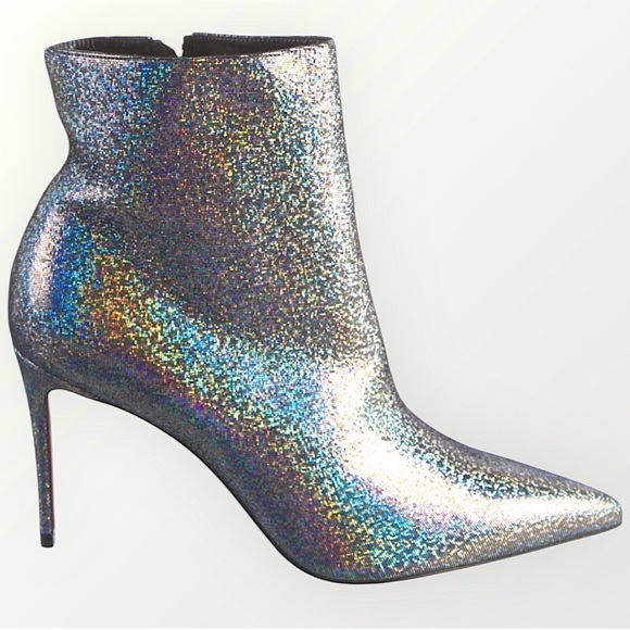 Christian Louboutin Glitter So Kate Booty 85 Disco Queen  Boots Silver Suede 37 - Picture 1 of 7
